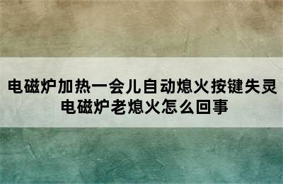 电磁炉加热一会儿自动熄火按键失灵 电磁炉老熄火怎么回事